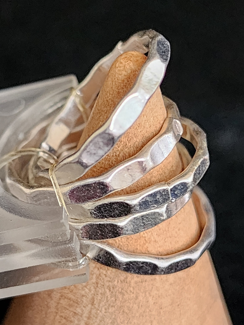 Hammered Silver Tone Stacking Rings - Silver